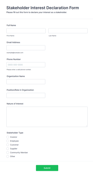 Stakeholder Interest Declaration Form Template