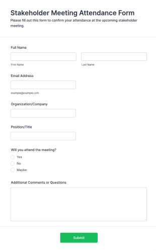 Stakeholder Meeting Attendance Form Template
