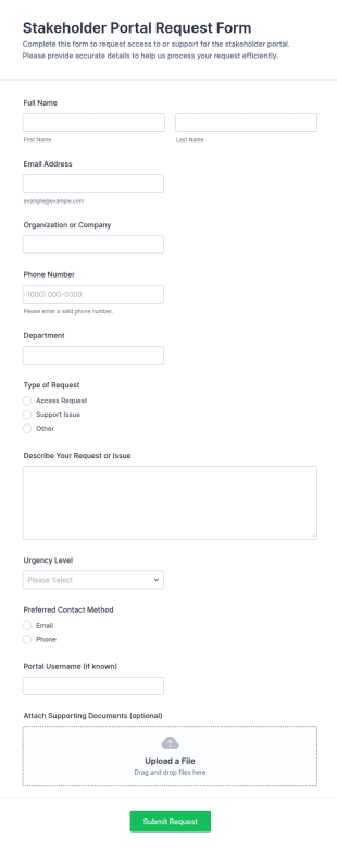 Stakeholder Portal Request Form Template