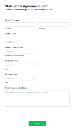 Stall Rental Agreement Form Template