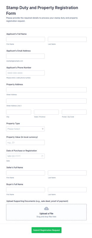 Stamp Duty And Property Registration Form Template