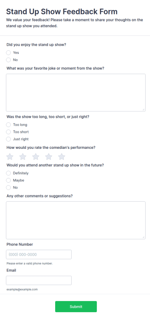Stand Up Feedback Form Template