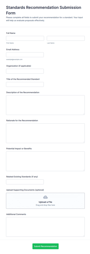 Standards Recommendation Submission Form Template