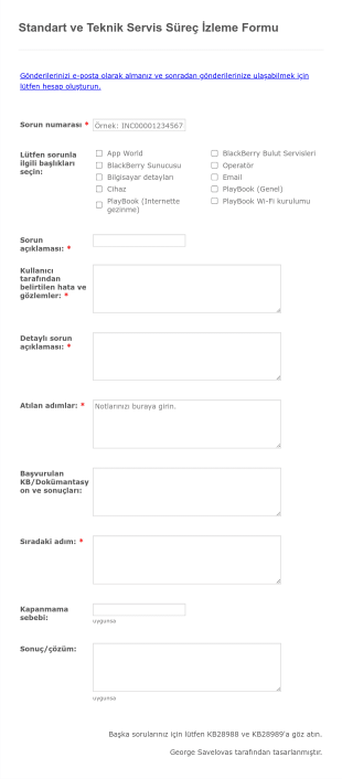 Standart Ve Teknik Servis Surec Izleme Form Template