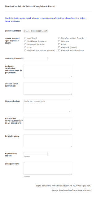 Standart Ve Teknik Servis Surec Izleme Form Şablonu