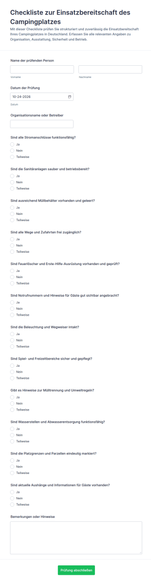 Standort Check Für Campingplatz Betrieb