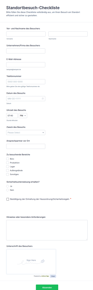 Standortbesichtigungsformular