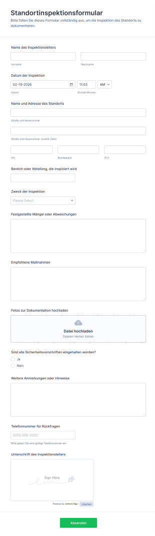 Standortinspektionsformular