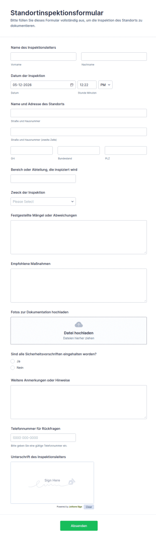 Standortinspektionsformular