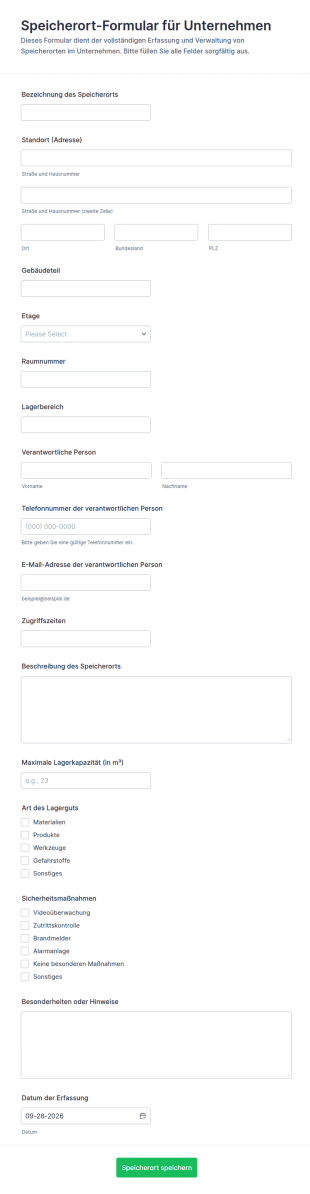 Standortzuordnungsformular