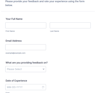 Star Rating Feedback Form Template