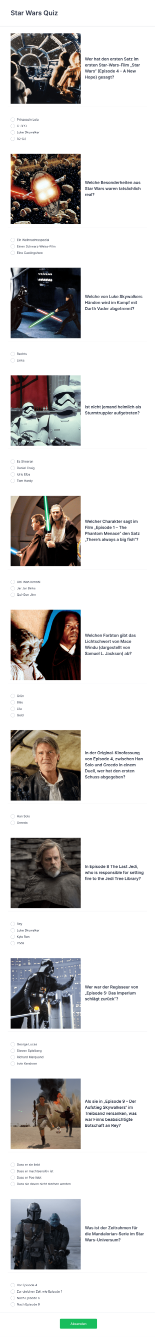 Star Wars Quiz Form Template