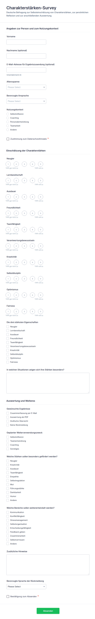 Stärkenprofil Umfrage