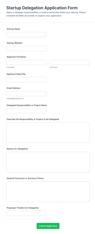 Startup Delegation Application Form Template