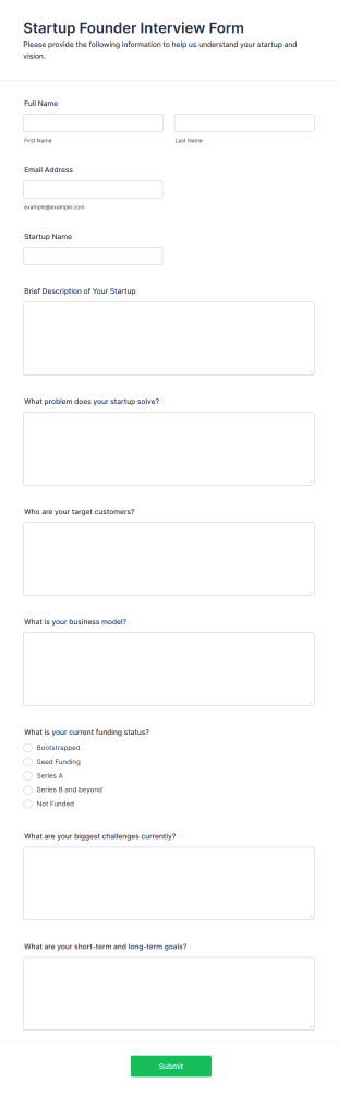 Startup Founder Interview Form Template