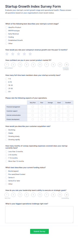 Startup Growth Index Survey Form Template
