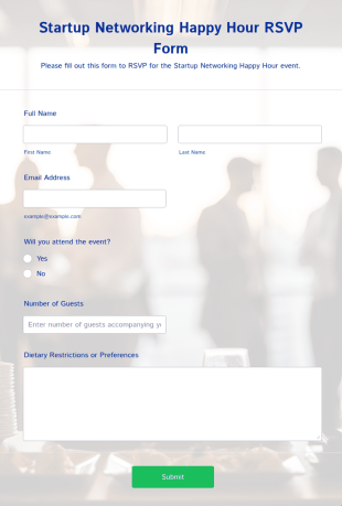 Startup Networking Happy Hour RSVP Form Template