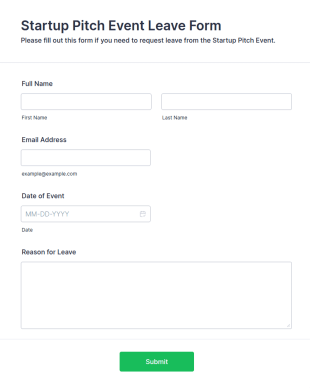 Startup Pitch Event Leave Form Template