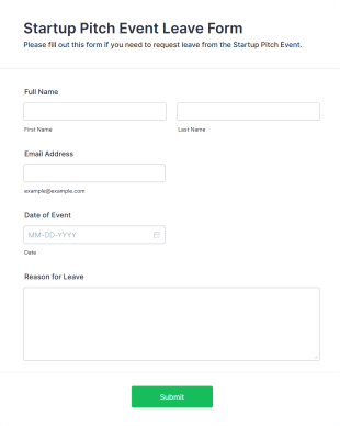 Startup Pitch Event Leave Form Template