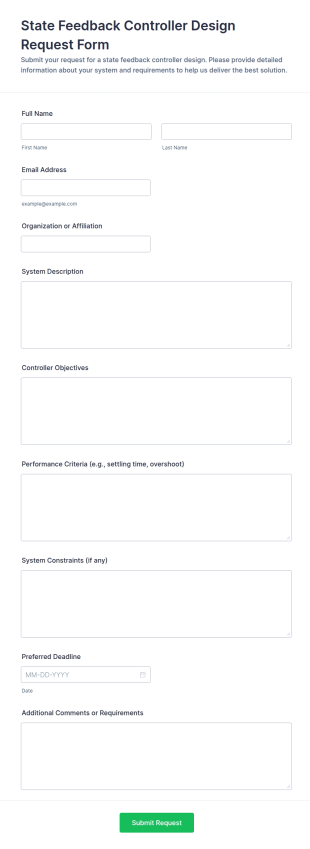 State Feedback Controller Design Request Form Template