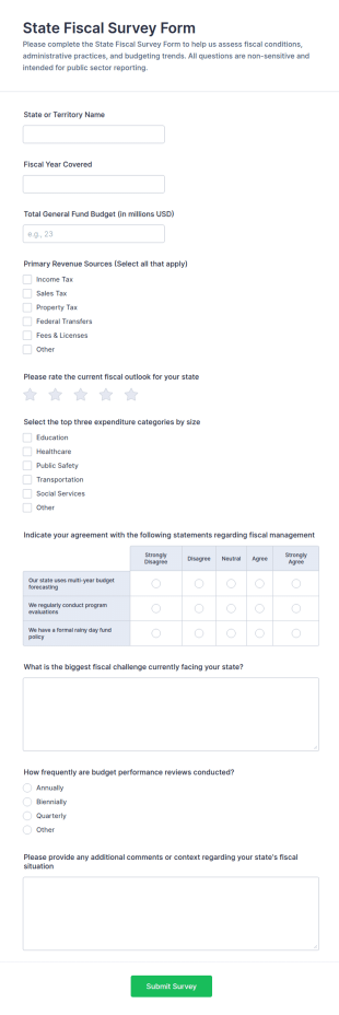 State Fiscal Survey Form Template