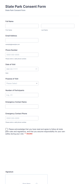 State Park Consent Form Template