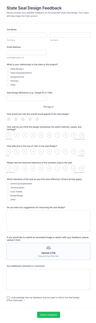 State Seal Design Feedback Form Template