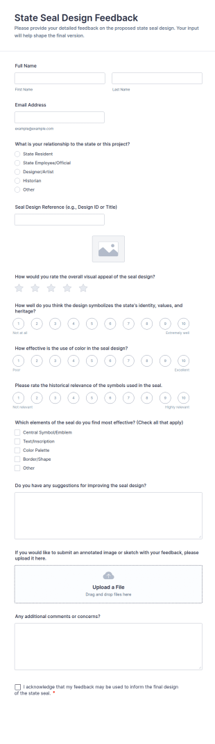 State Seal Design Feedback Form Template