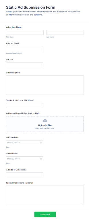 Static Ad Submission Form Template