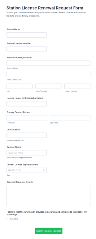 Station License Renewal Request Form Template