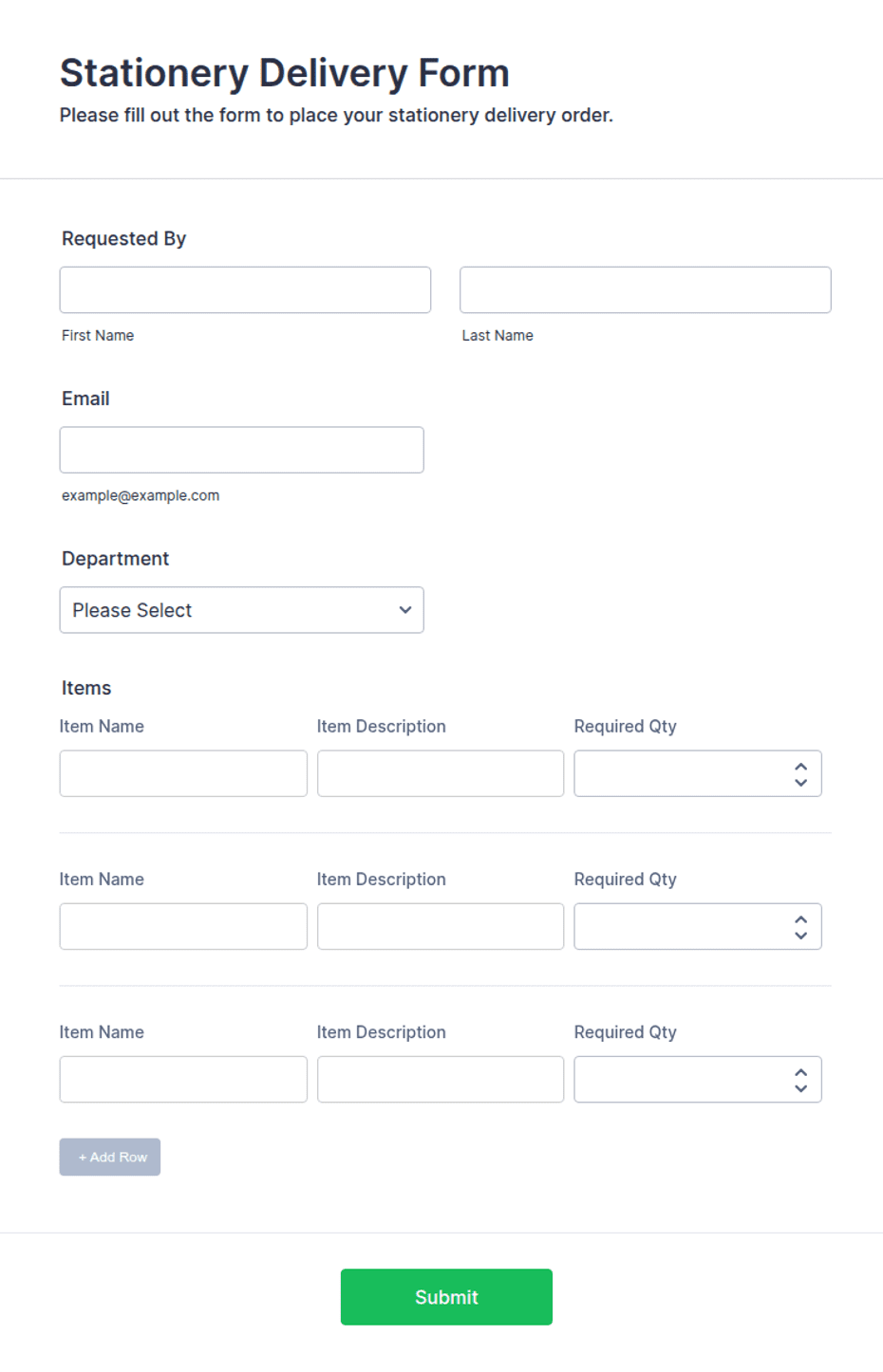 Stationery Delivery Form Template | Jotform