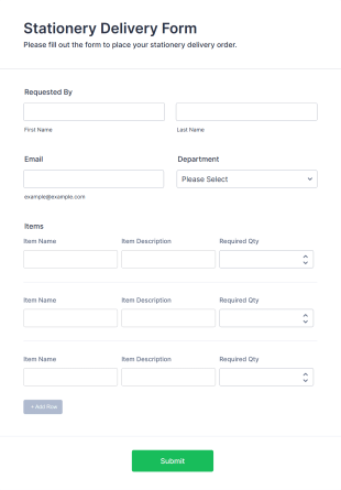 Stationery Delivery Form Template