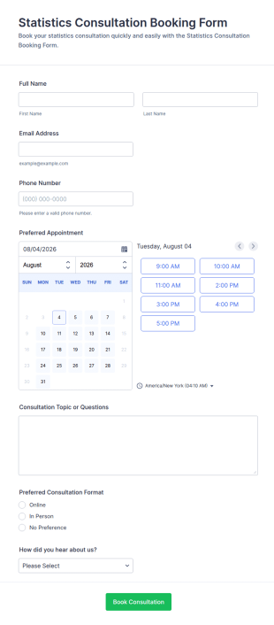 Statistics Consultation Booking Form Template