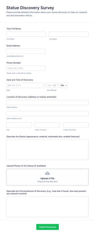 Statue Discovery Survey Form Template