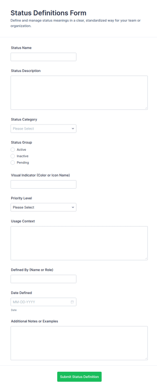 Status Definitions Form Template