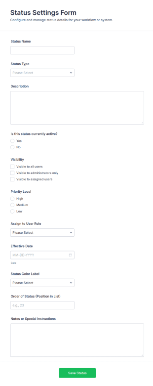 Status Settings Form Template