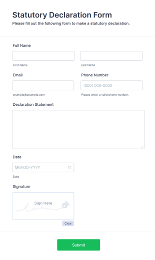 Statutory Declaration Form Template