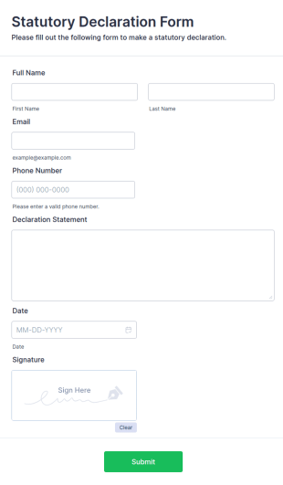 Statutory Declaration Form Template
