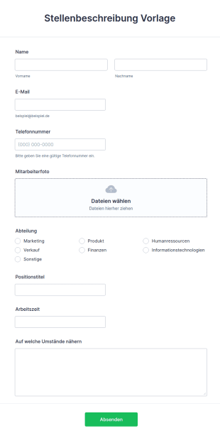 Stellenbeschreibung Vorlage
