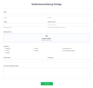 Stellenbeschreibung Vorlage Form Template