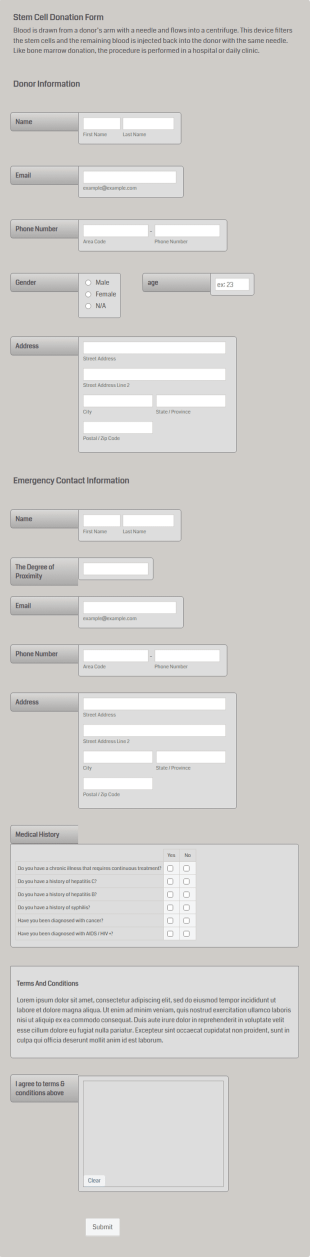 Stem Cell Donation Form Template