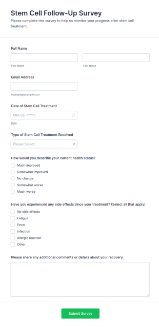 Stem Cell Follow Up Survey Form Template