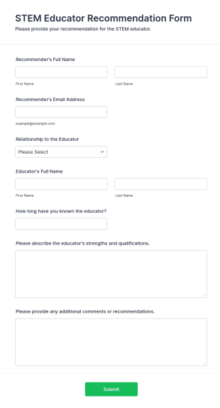 STEM Educator Recommendation Form Template