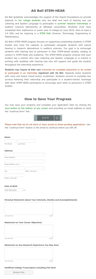 STEM HEAR Application Form Template