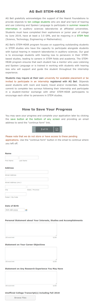 STEM HEAR Application Form Template
