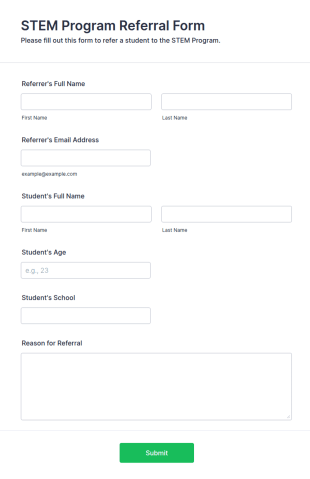 STEM Program Referral Form Template