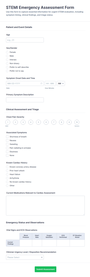 STEMI Emergency Assessment Form Template