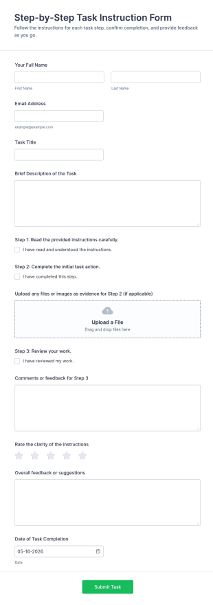 Step By Step Task Instruction Form Template