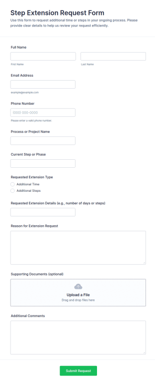 Step Extension Request Form Template