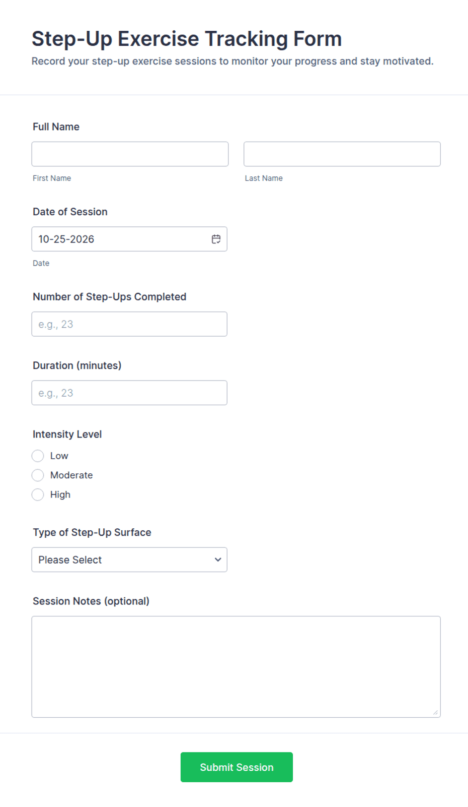 Step-Up Exercise Tracking Form Template | Jotform